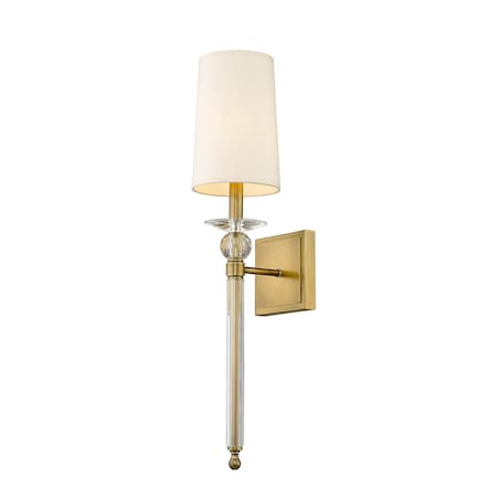 Z-Lite Ava 1 Light Wall Sconce, Rubbed Brass & Beige 804-1S-RB